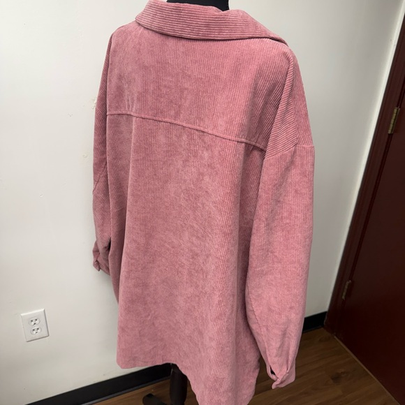 SHEIN Pink Utility Corduroy Shacket Size 4X - Picture 2 of 3